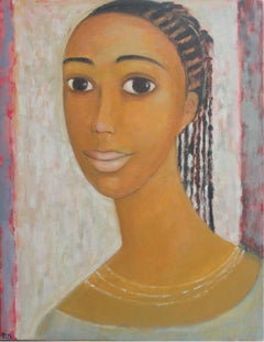 Portrait from Kenia - XXI century, Oil figurative painting, Pastel colours