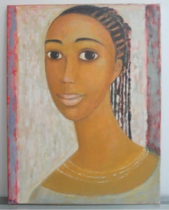 Portrait from Kenia - XXI century, Oil figurative painting, Pastel colours