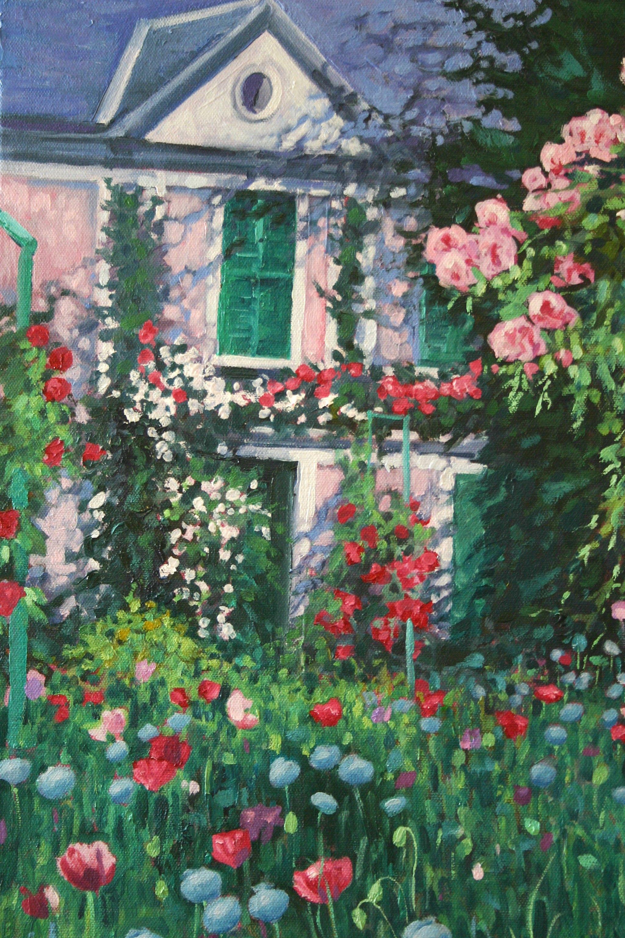 Monet's Roses, Painting, Oil on Canvas 2