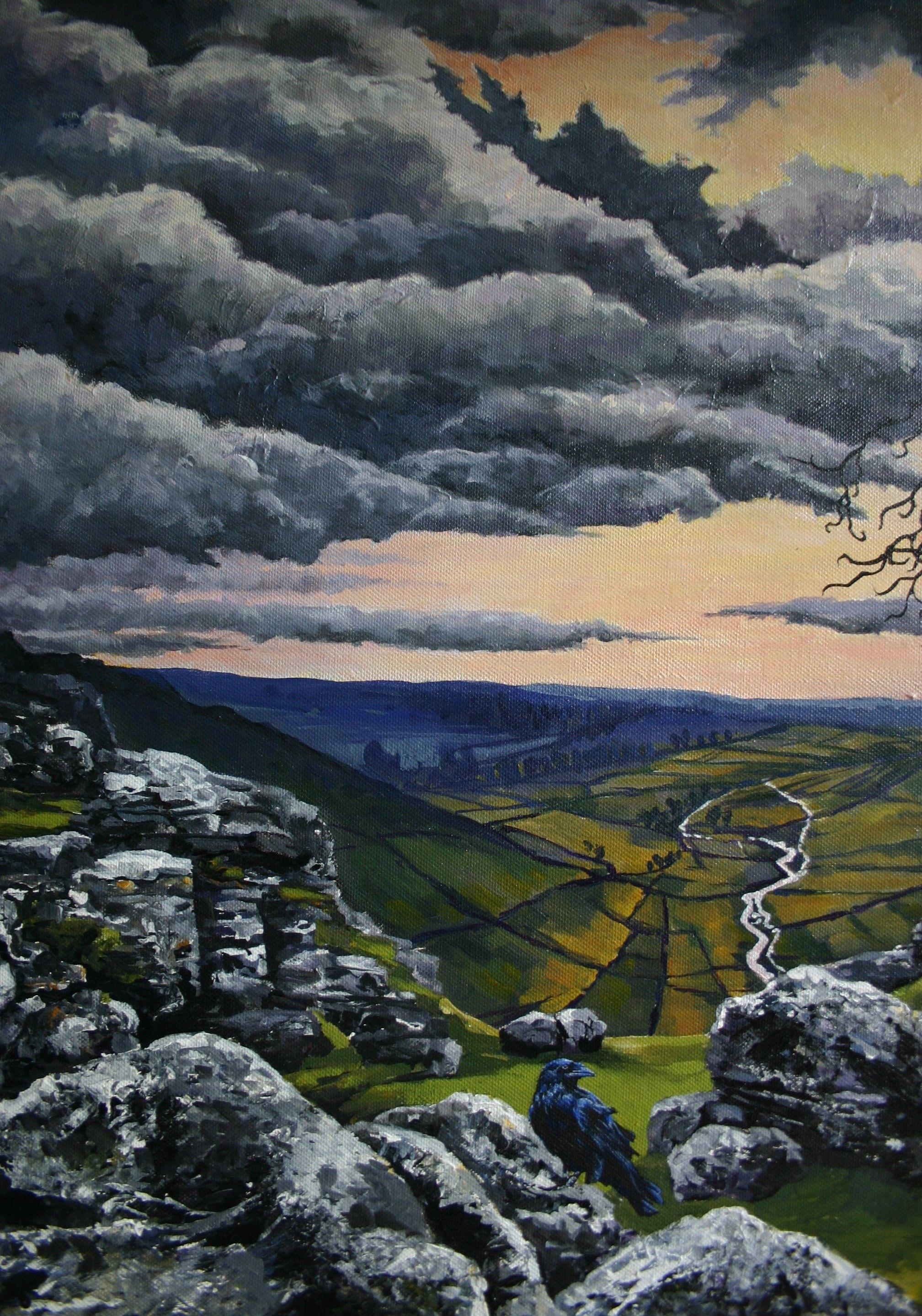 Modern contemporary impressionism.    This painting of Malham Cove, North Yorkshire was inspired by Emily Bronte's literary masterpiece 'Wuthering Heights. Malham Cove is a very well known tourist attraction and would have been well known to the