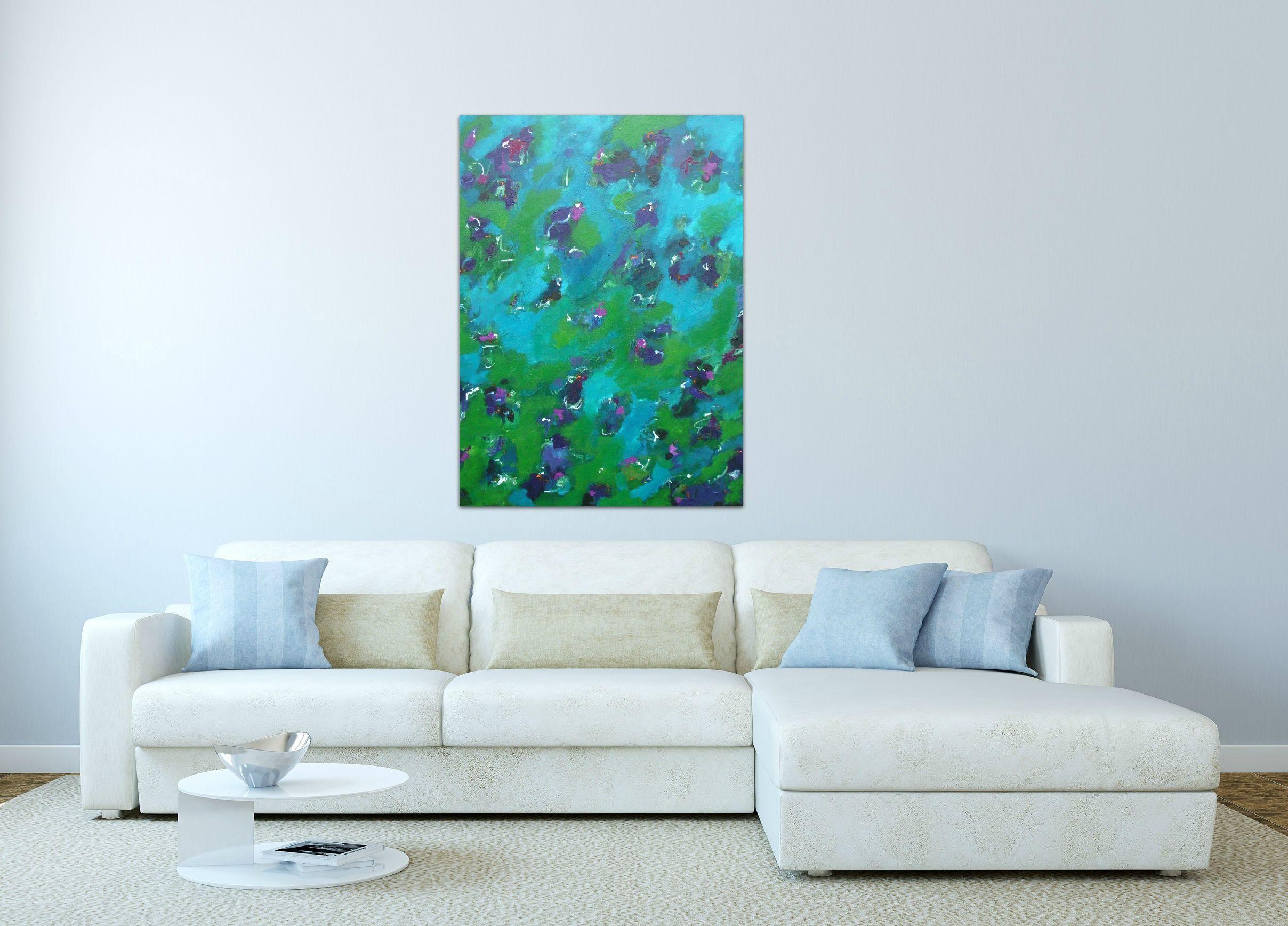 Dream Sequence, Painting, Acrylic on Canvas - Blue Abstract Painting by Angela Dierks