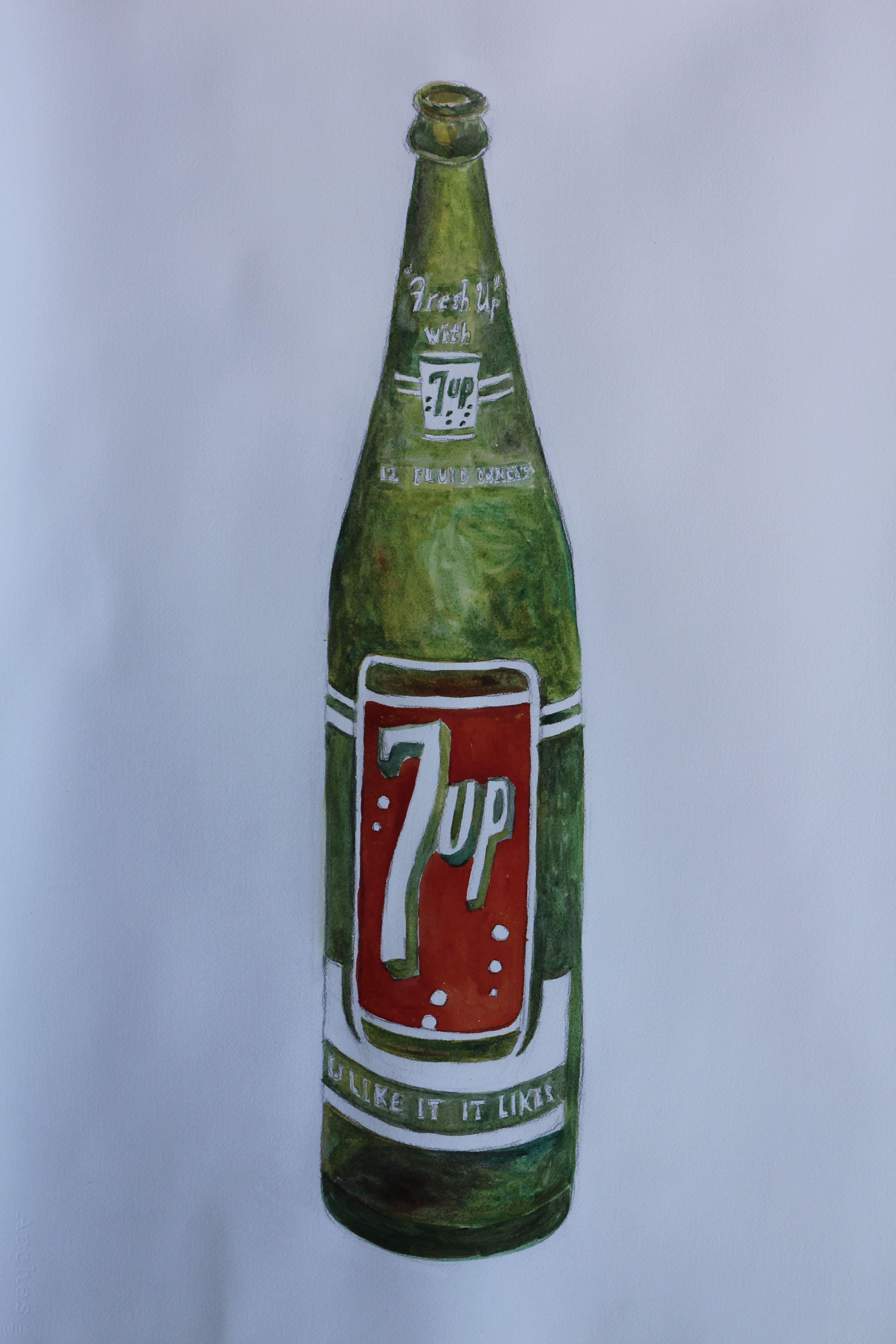 7-up bottle, Painting, Watercolor on Paper - Art by John Kilduff