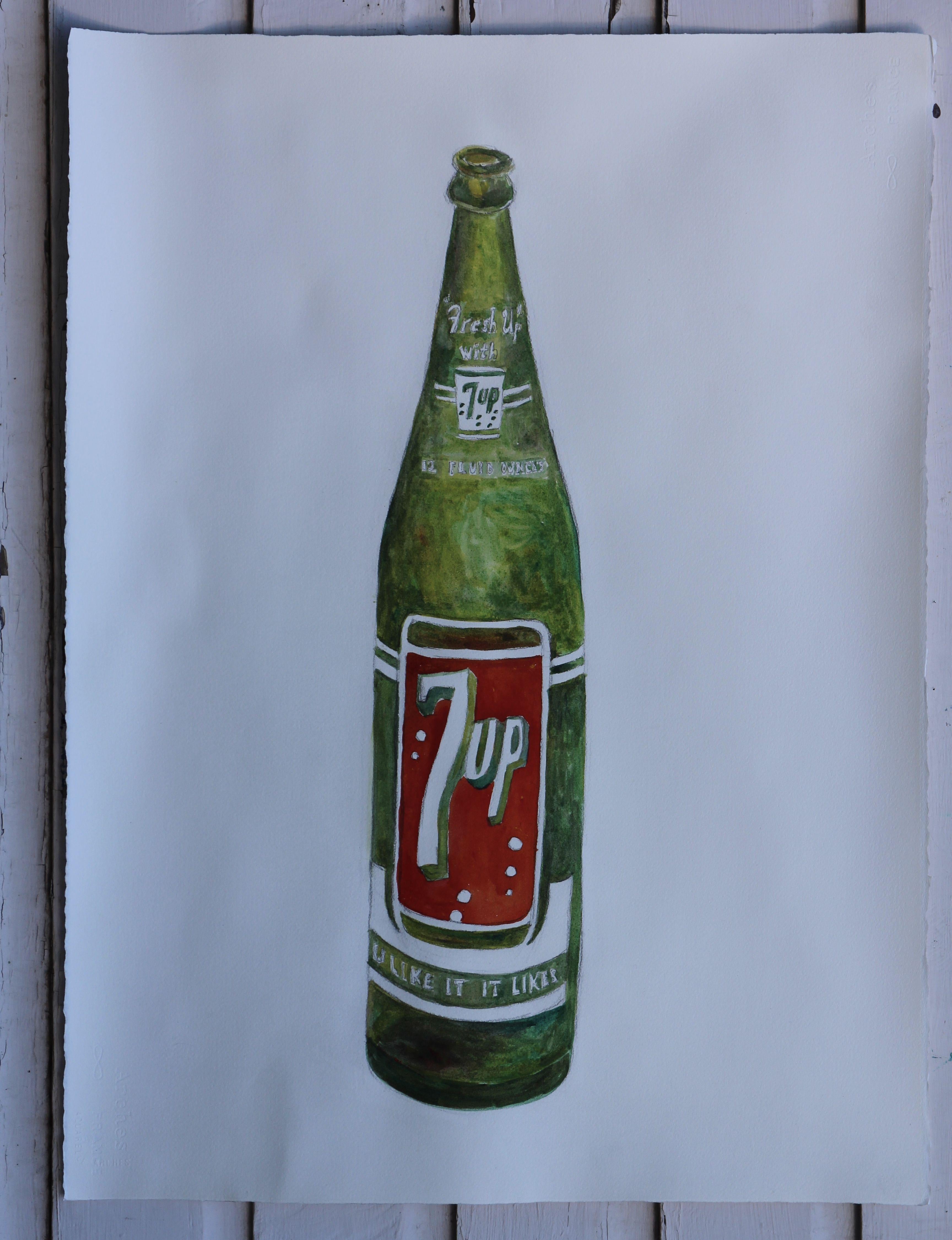 7-up bottle, Painting, Watercolor on Paper - Pop Art Art by John Kilduff
