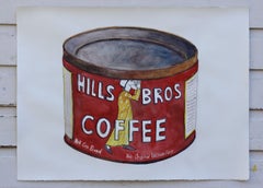 Hills Bros Couchtisch, Gemälde, Aquarell auf Aquarellpapier