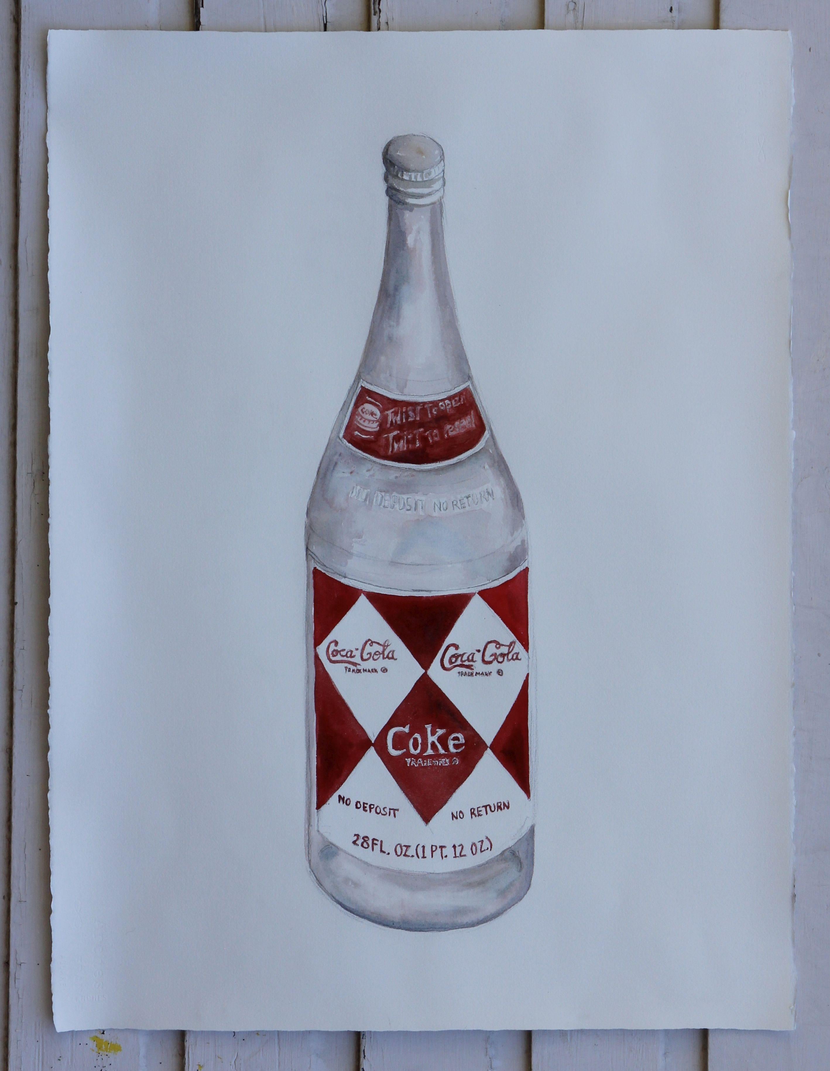 Bouteille de Coca-Cola, peinture, aquarelle sur papier aquarelle - Pop Art Art par John Kilduff