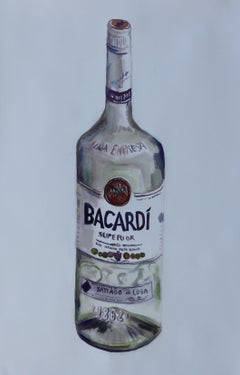 Bouteille Bacardi, peinture, aquarelle sur papier aquarelle