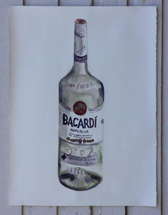 Bacardi-Flasche, Gemälde, Aquarell auf Aquarellpapier