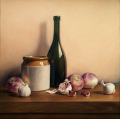 Still Life with Turnips and Garlic, Painting, Oil on Canvas