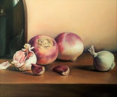 Still Life with Turnips and Garlic, Painting, Oil on Canvas