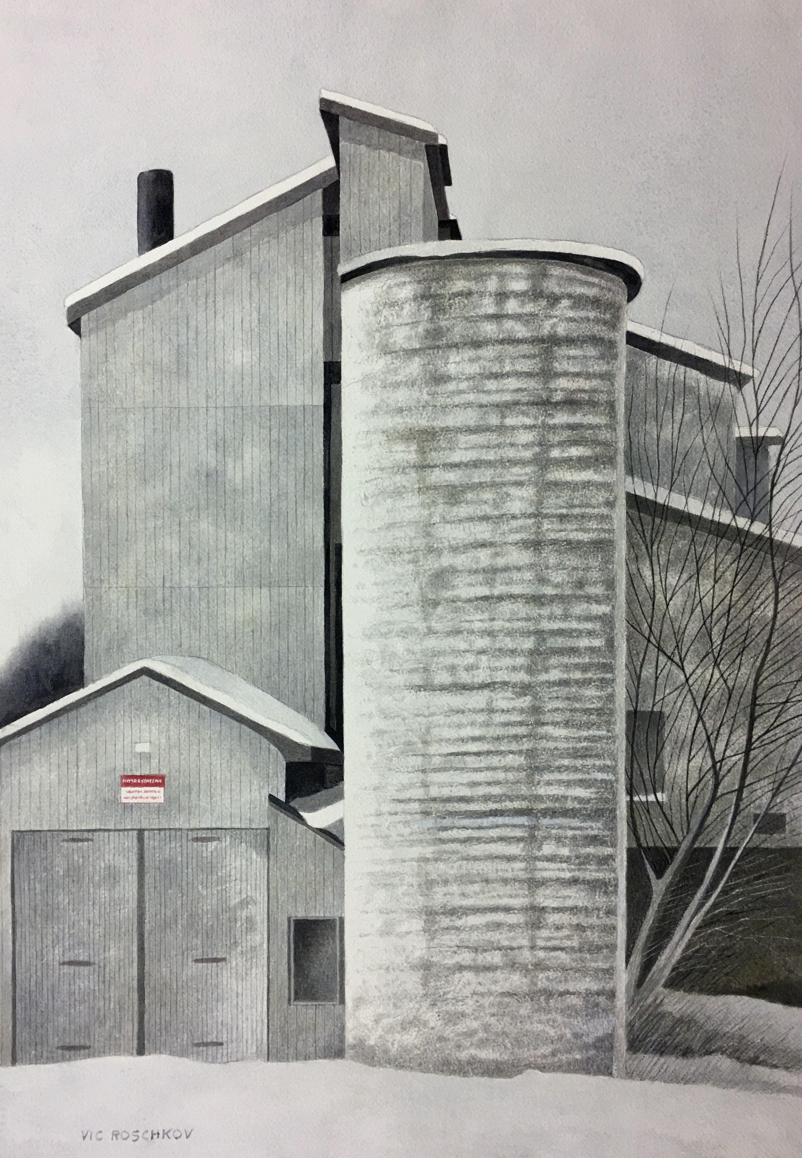 GHOST MILL, Painting, Watercolor on Watercolor Paper - Art by Victor Roschkov