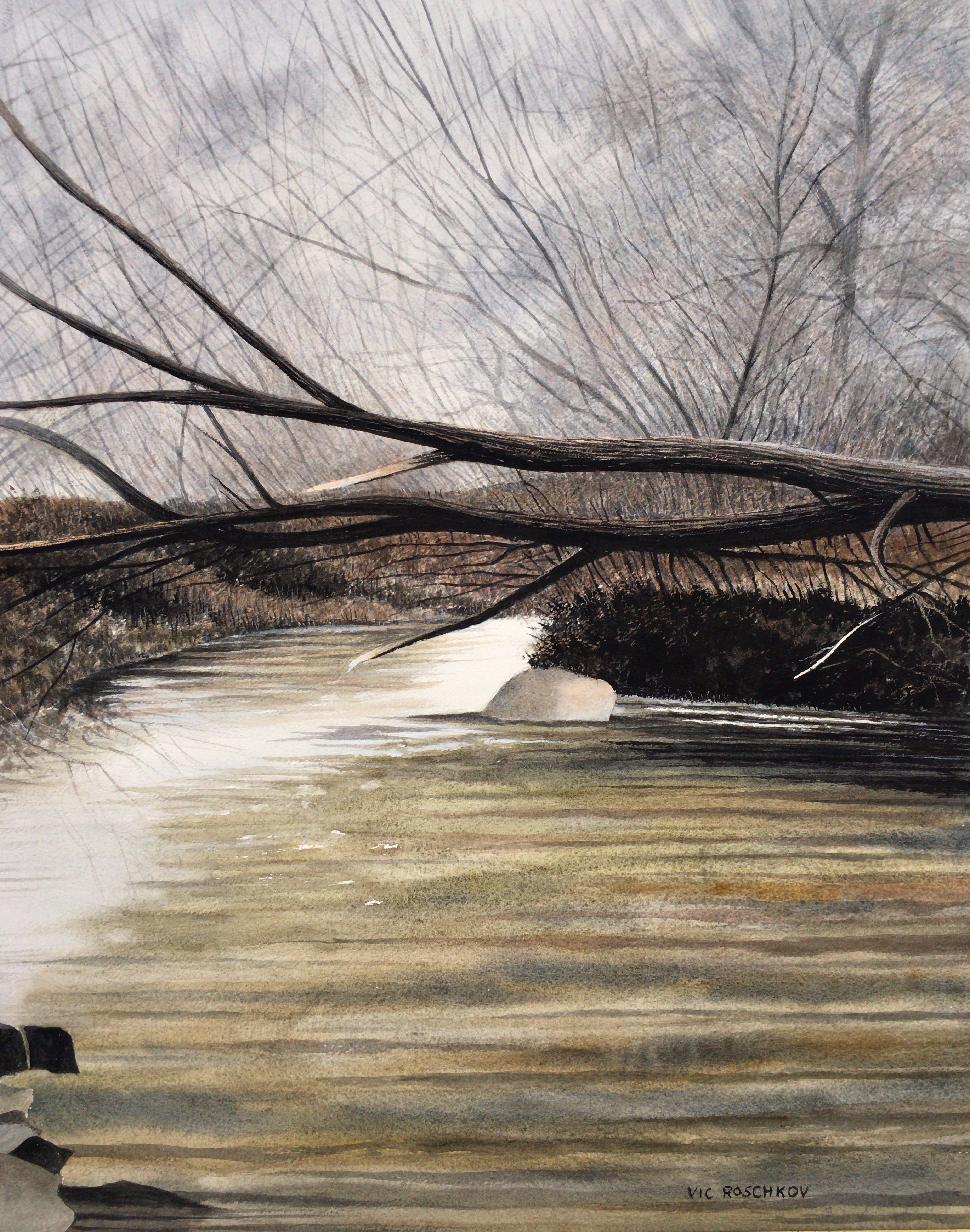 Ciclo della natura, Pittura, Acquerello su carta acquerellata - Art di Victor Roschkov