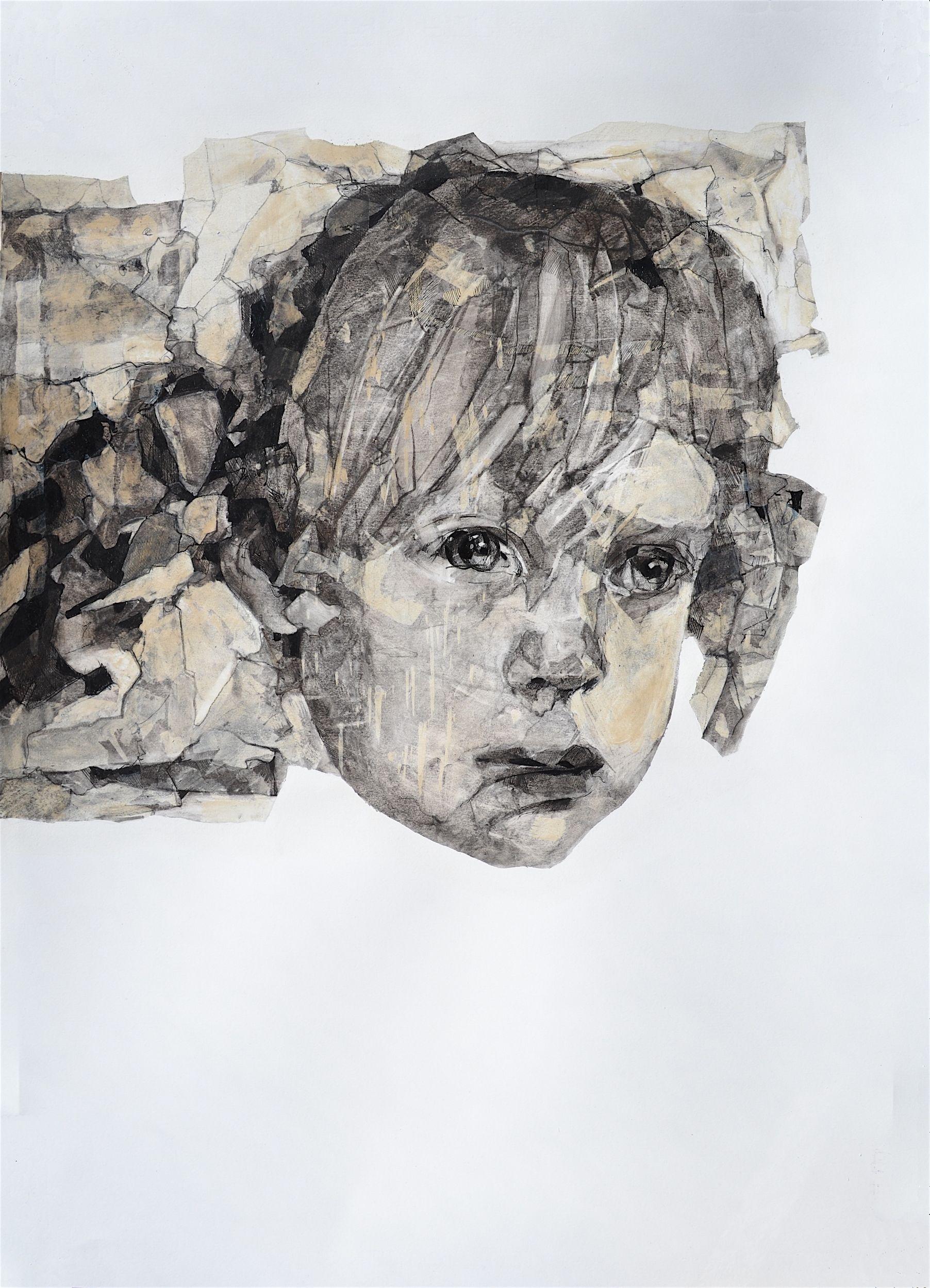 Child of Vision, Zeichnung, Bleistift und Tinte auf Papier – Art von Melinda Matyas