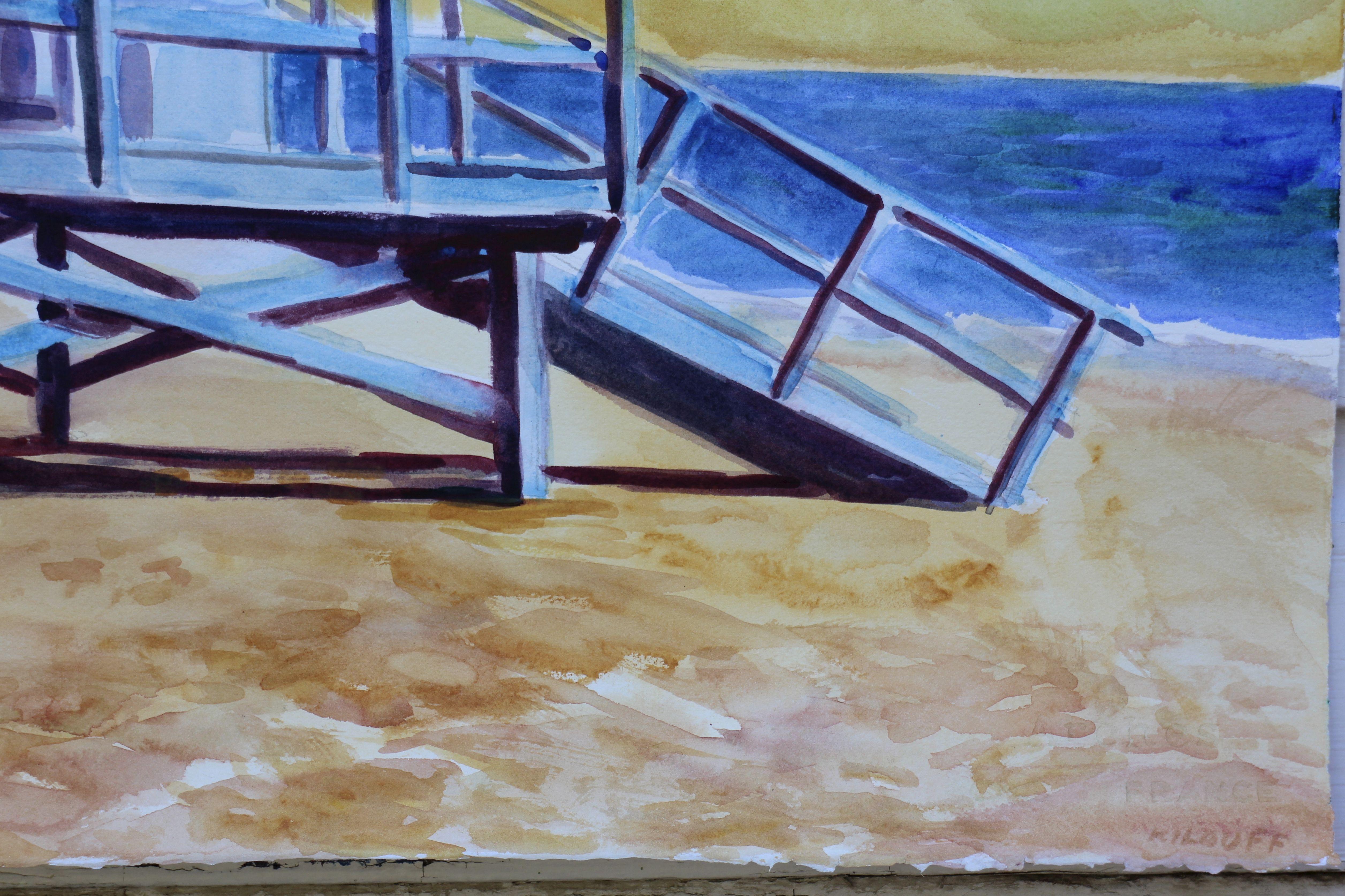Lifeguard tower Zuma Beach, Painting, Watercolor on Watercolor Paper 2