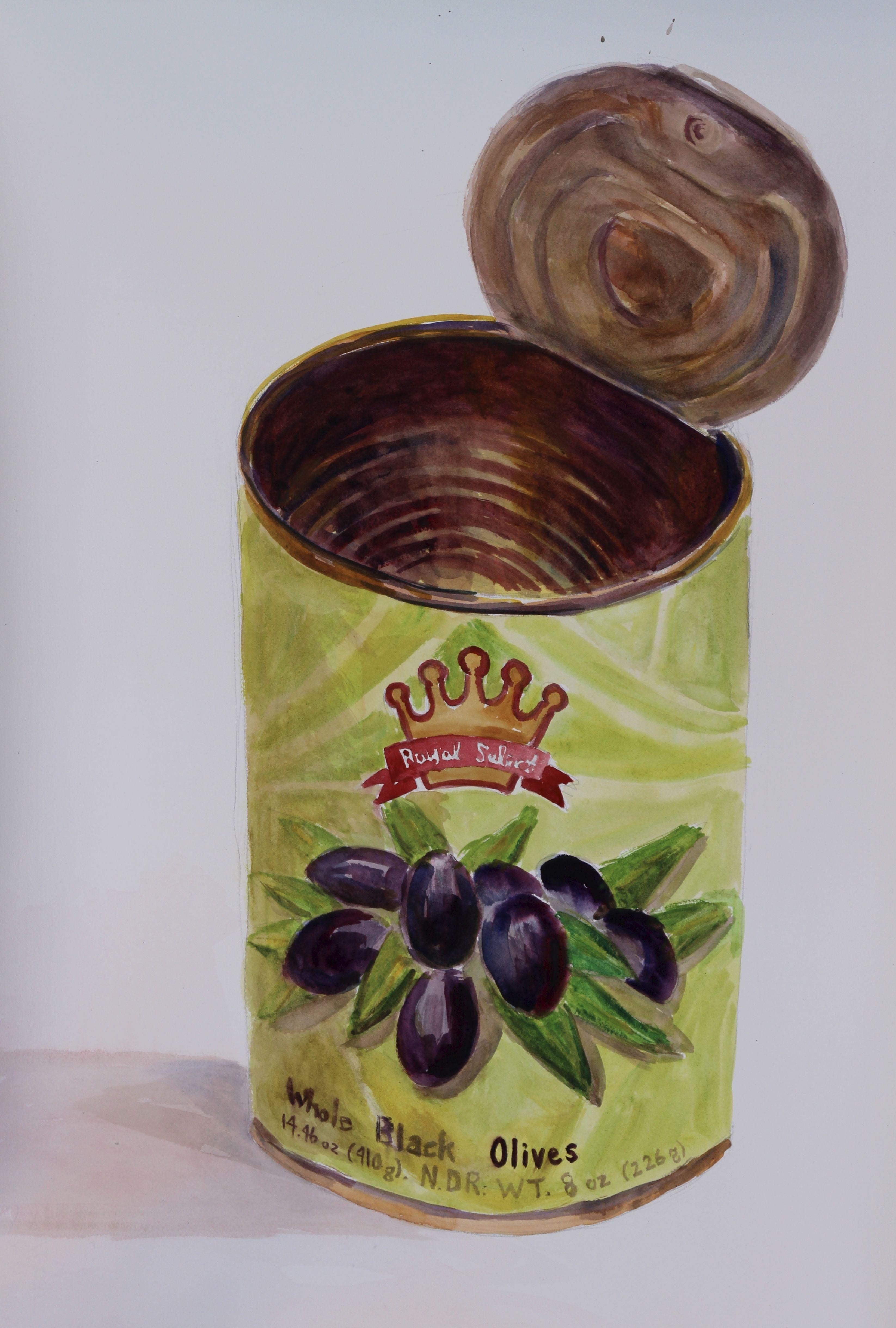 Whole Black olives, peinture, aquarelle sur papier aquarelle - Art de John Kilduff