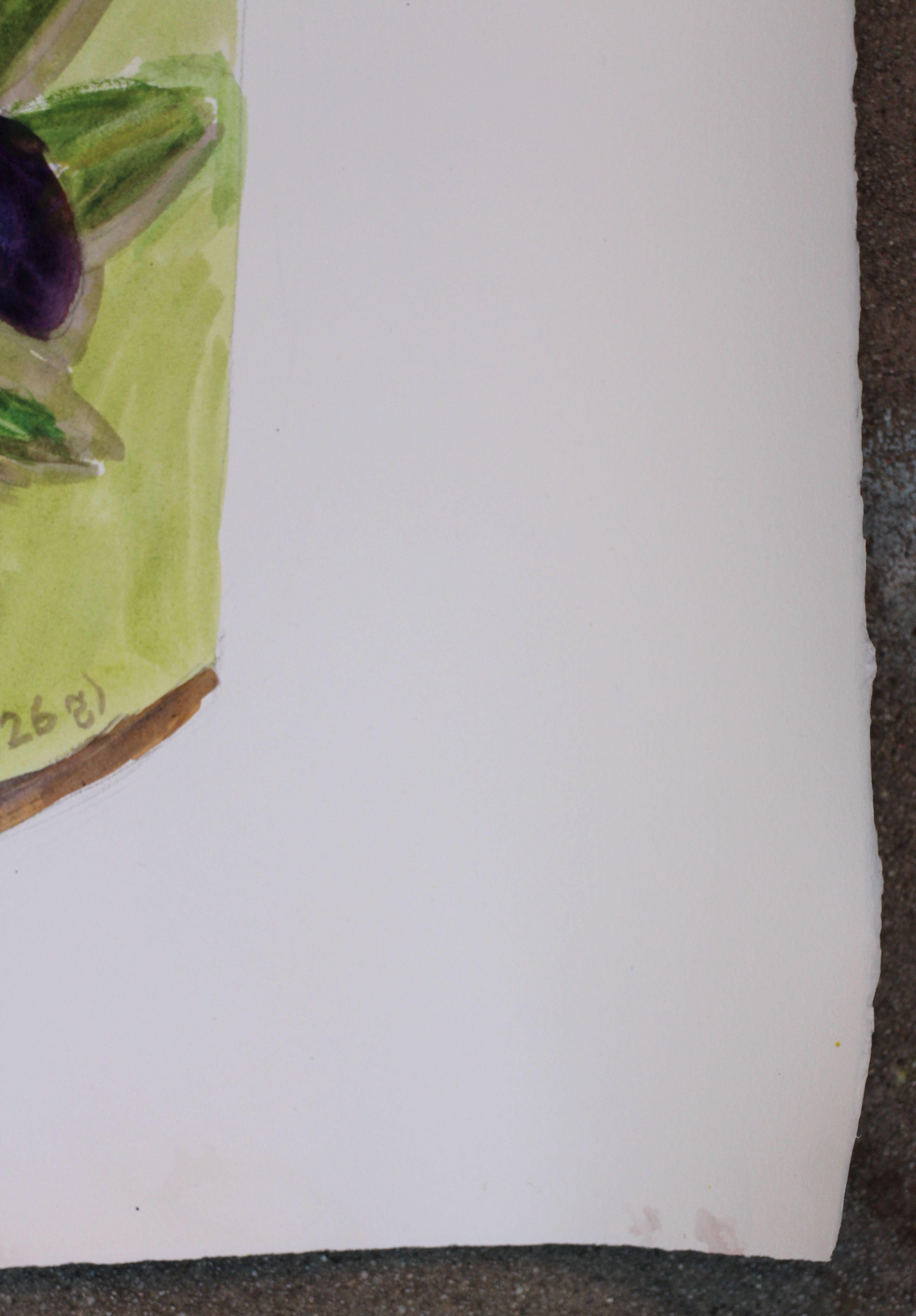 Whole Black olives, peinture, aquarelle sur papier aquarelle en vente 2