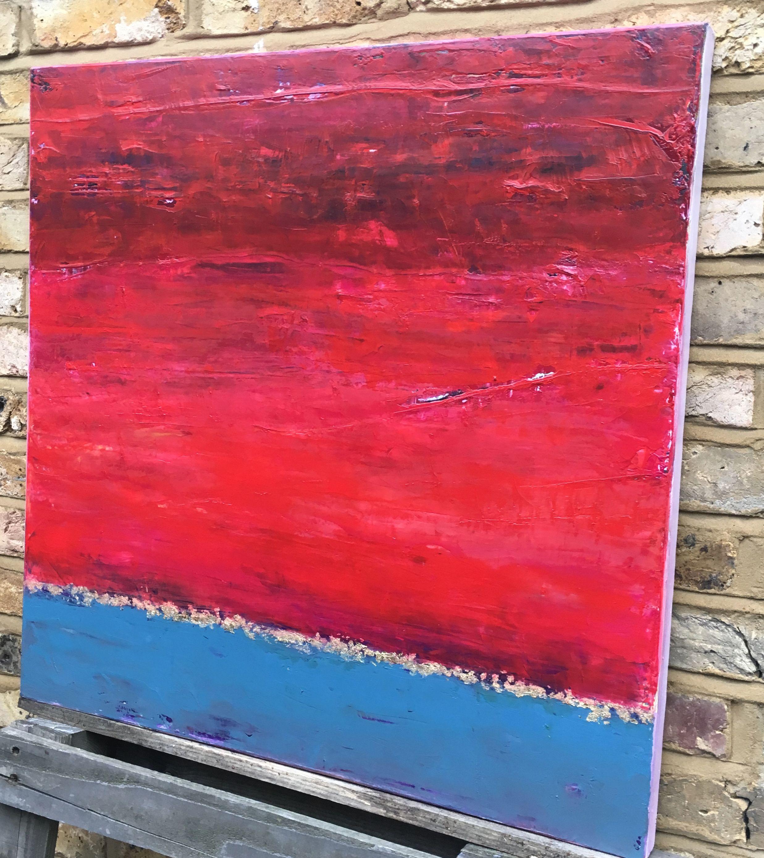 You're the Sky, Painting, Oil on Canvas - Red Abstract Painting by Angela Dierks