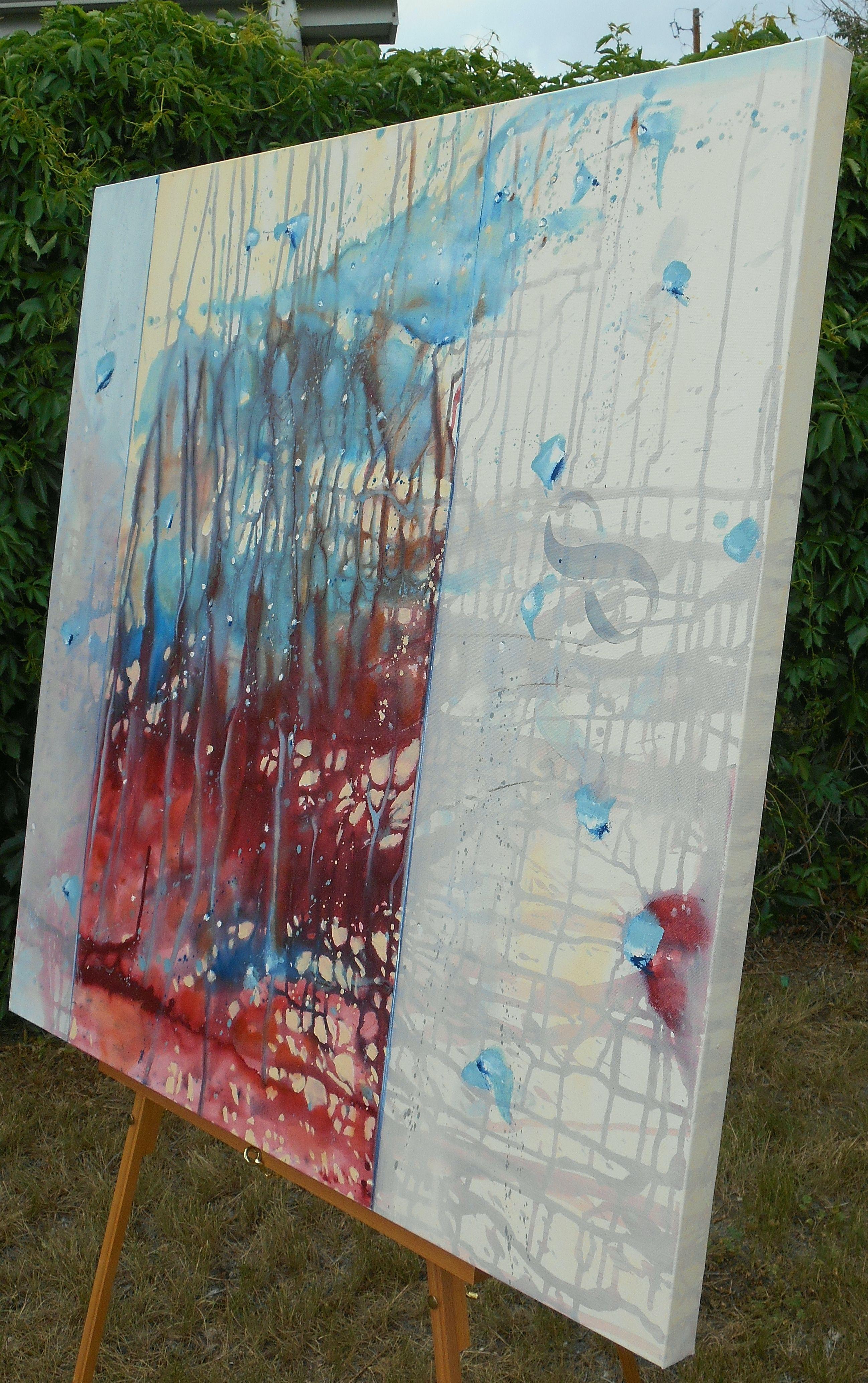 Die Erde trifft auf die Sterne, Gemälde, Öl auf Leinwand – Painting von Cynthia  Ligeros