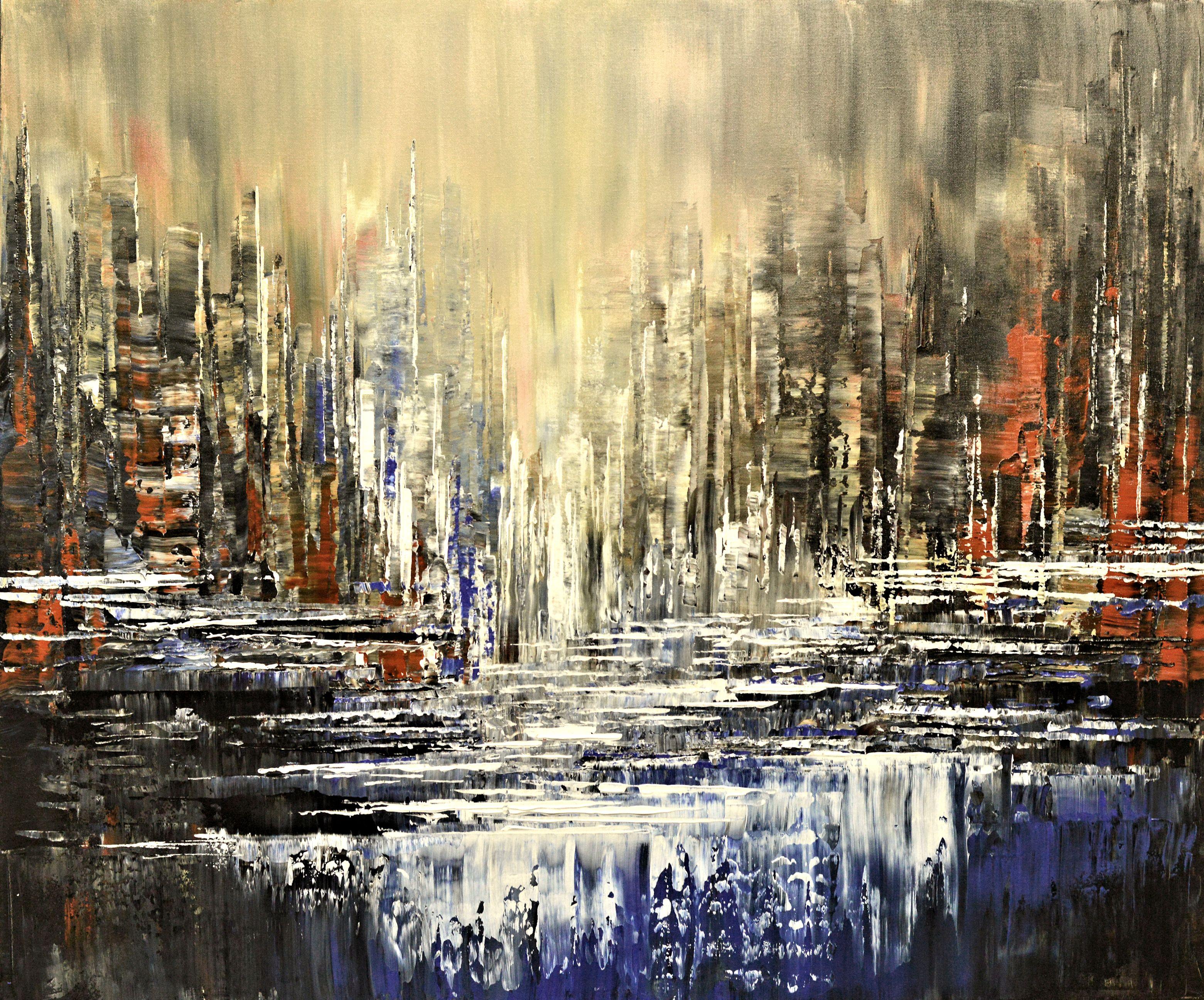 Tatiana  Iliina Abstract Painting - Dark Canyon, Painting, Acrylic on Canvas