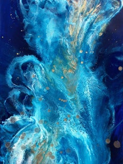 Depths of Cyan, Mixed Media on Canvas