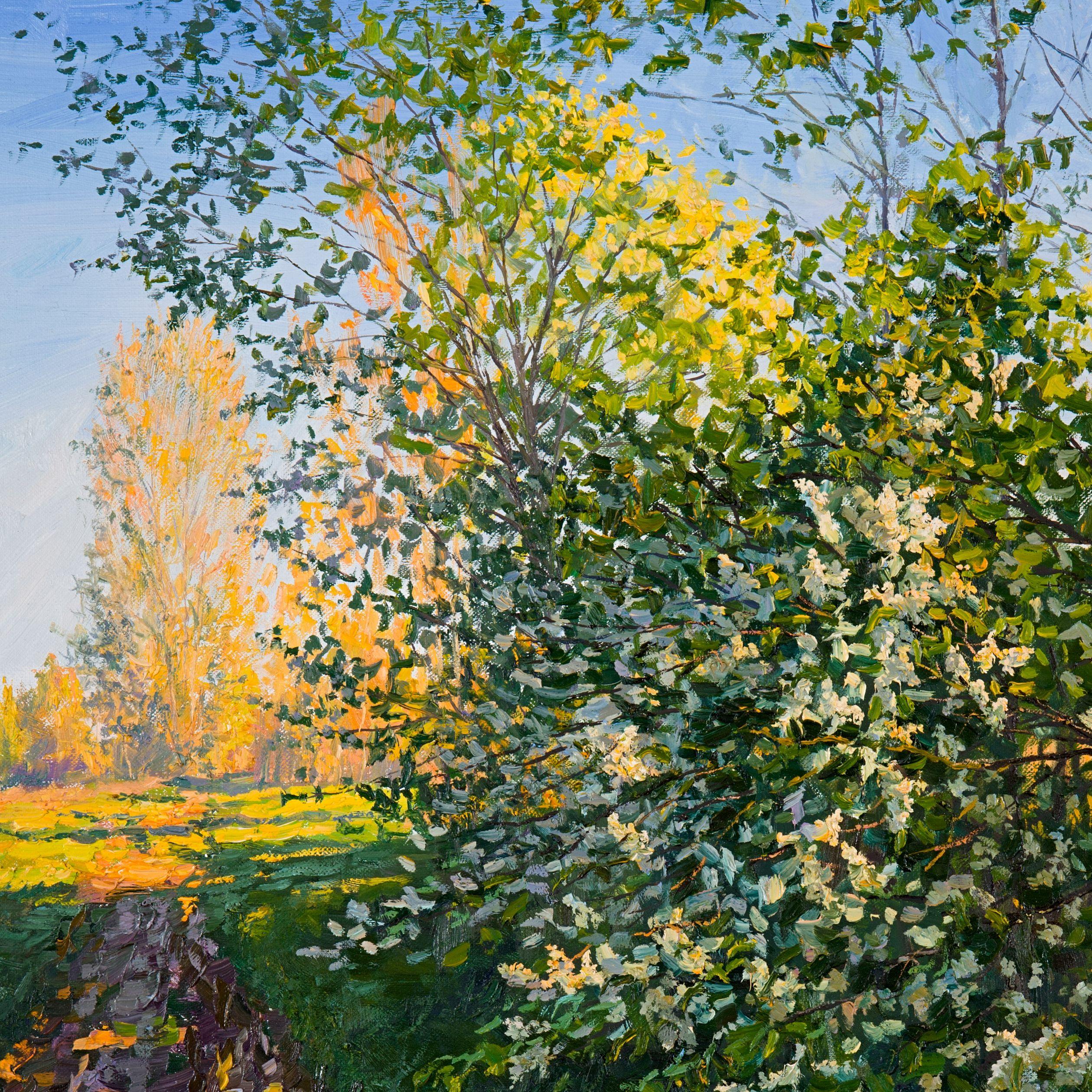 Bird cherry tree by the road, Painting, Oil on Canvas 2