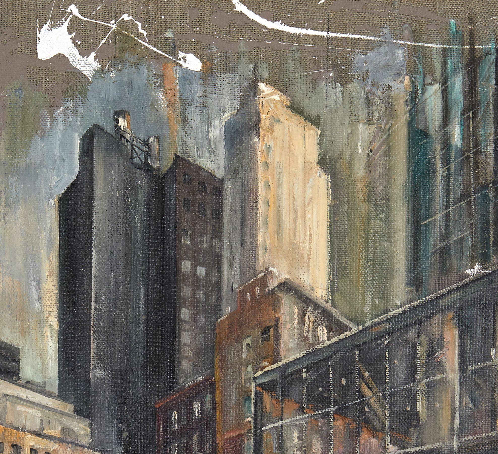 Stadt, Straße, Kreuzung, NYC,  dicke Leinenleinwand auf Galerierahmen :: Gemälde :: Contemporary :: Dieses Werk wird mit einem offiziellen, vom Künstler unterzeichneten Echtheitszertifikat geliefert :: Bereit zum Aufhängen: Ja :: Signiert: Ja ::