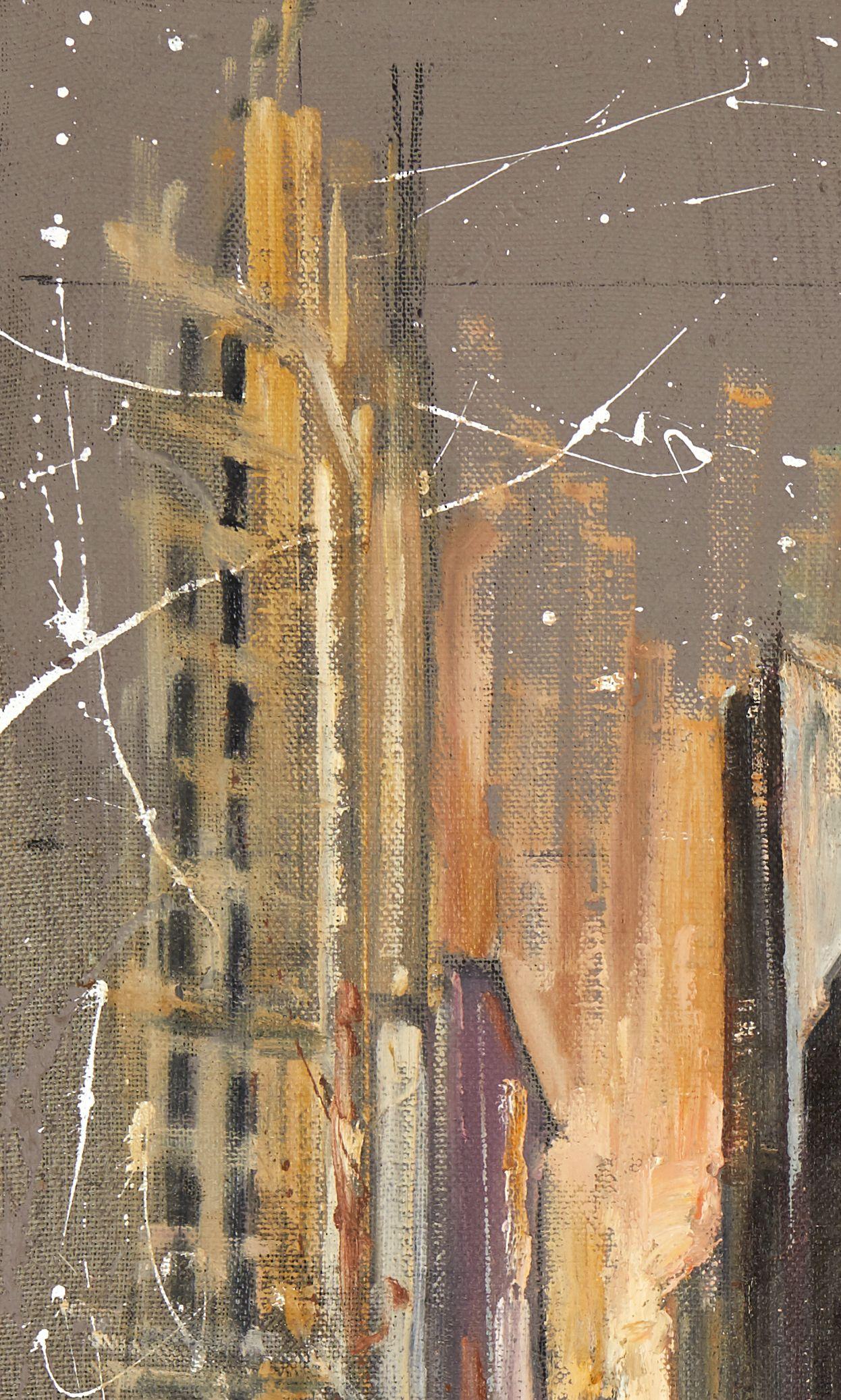 Street in New York City, Gemälde, Öl auf Leinwand im Angebot 1