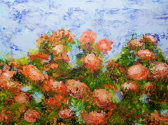Red Ribbon Roses, Painting, Acrylic on Canvas
