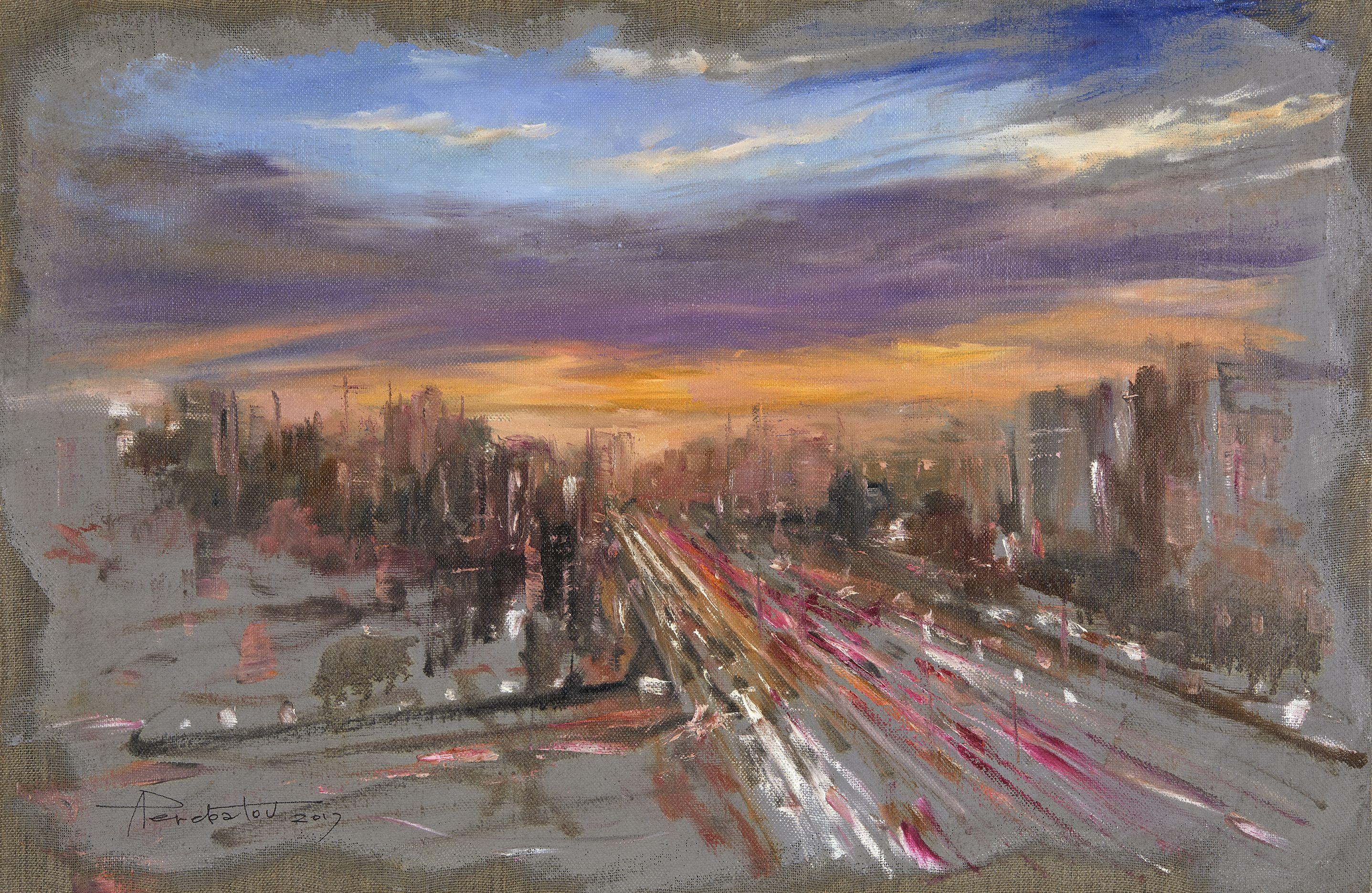 Sera, Pittura, Olio su tela - Painting di Alexandre Perebatov
