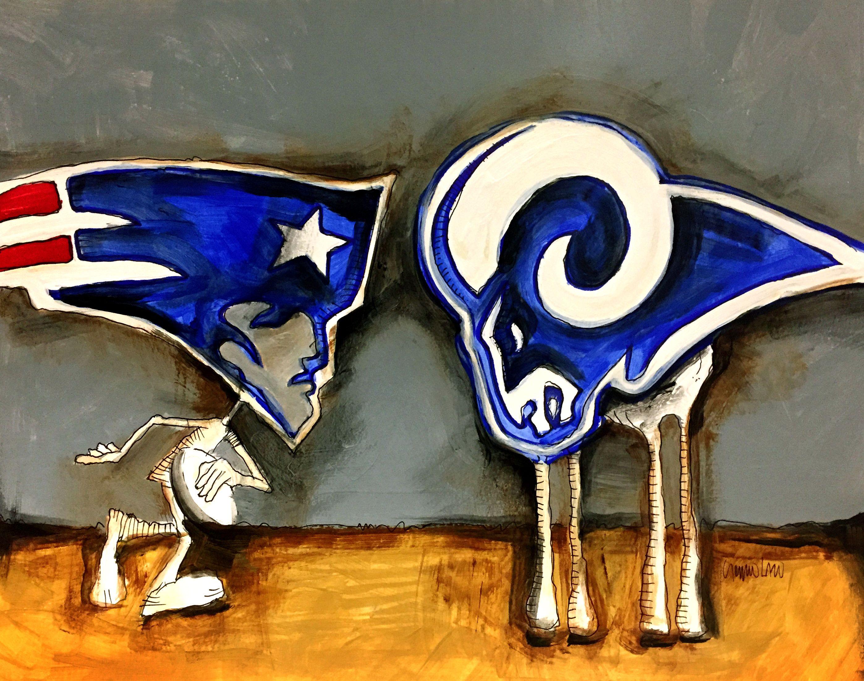 Super Bowl LIII, Drawing, Pen & Ink on Paper - Art by Sergio Lazo