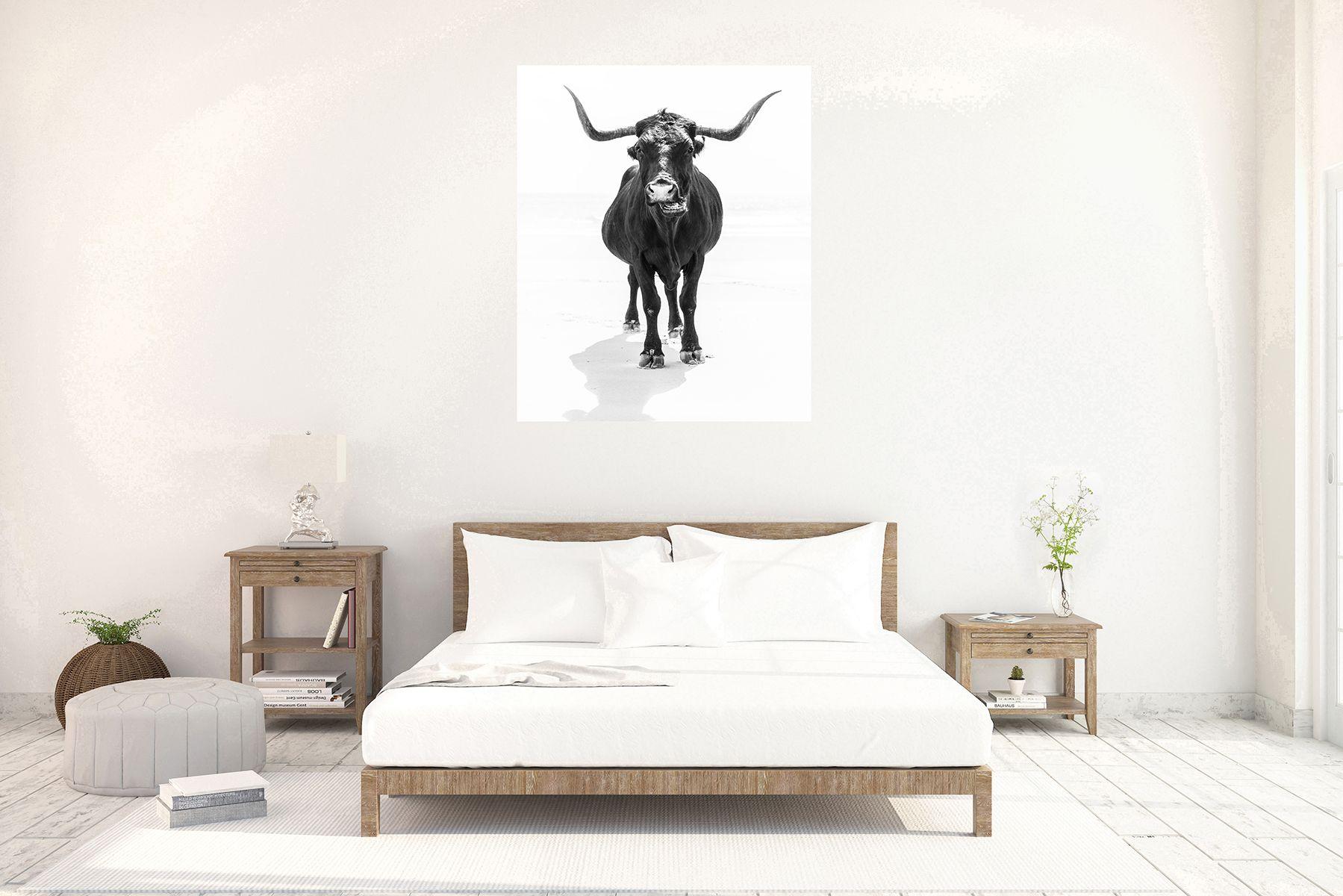 THE BULL, Photograph, C-Type - Gray Black and White Photograph by Andrew Lever