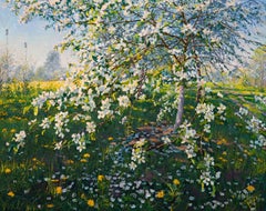 Apple Tree in Bloom, Painting, Oil on Canvas