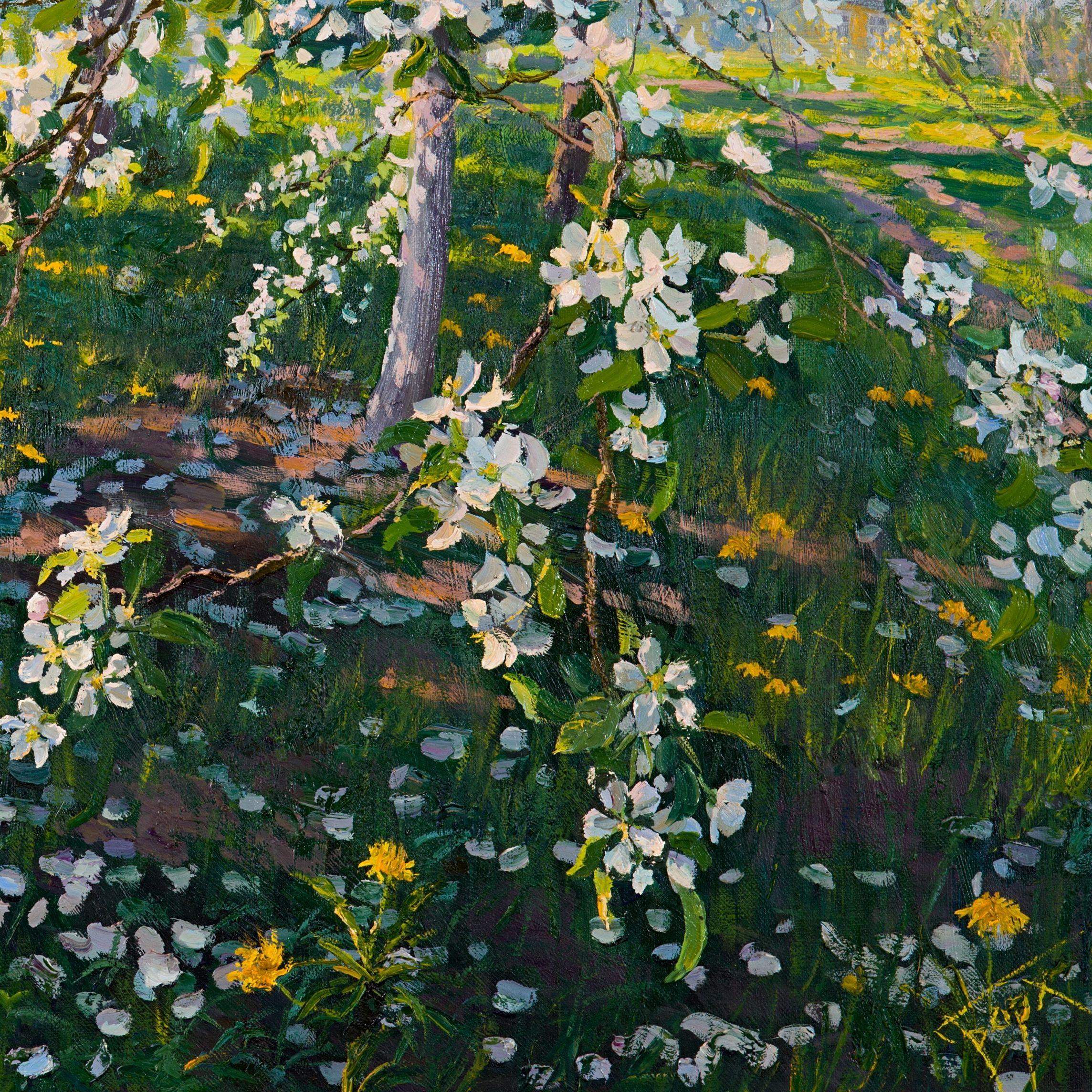 Title: Apple Tree in Bloom;  Object type: painting;  Artist: Elena Barkhatkova;  Date made: 2018;  Medium and support: oil on canvas;  Dimensions: h 73 cm ?∙ w 92 cm ?∙ d 3 cm;  Copyright: Elena Barkhatkova :: Painting :: Impressionist :: This piece