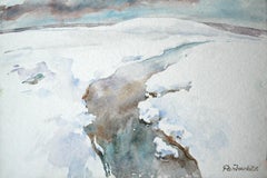 Snow - XXI century, Watercolour landscape, Figurative