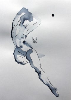Nude - XXI century, Figurative drawing, Watercolour and ink