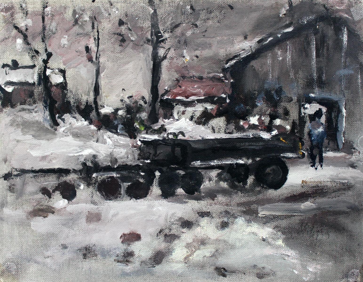 Landscape Painting de Magdalena Spasowicz - Patio trasero - Siglo XXI, Óleo sobre lienzo, Figurativo, Paisaje