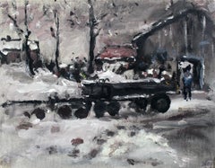 Patio trasero - Siglo XXI, Óleo sobre lienzo, Figurativo, Paisaje