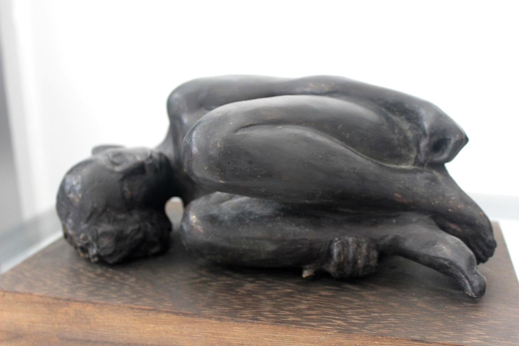 Nude - XXI century, Bronze figurative sculpture - Gold Nude Sculpture by Ryszard Piotrowski