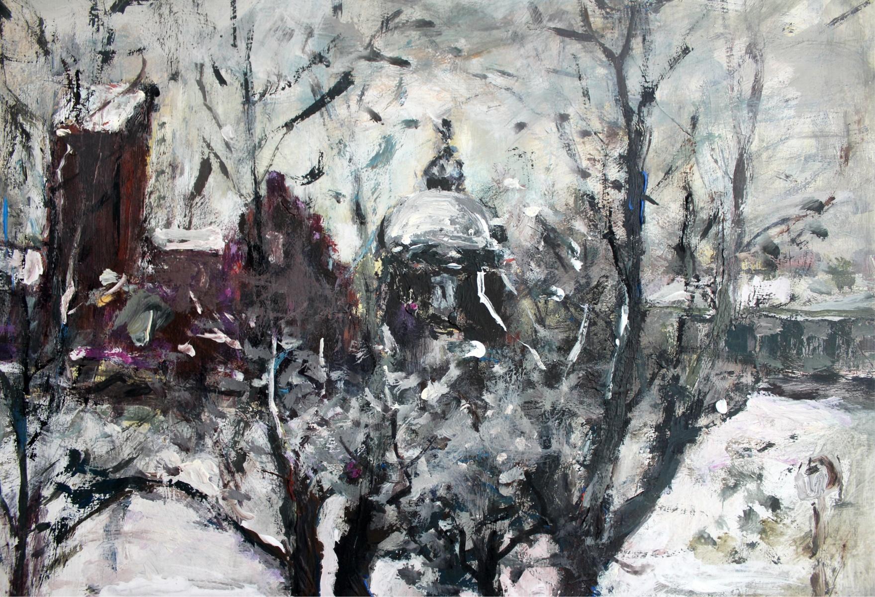 Warsaw - XXI century, Oil on canvas, Figurative, Landscape - Other Art Style Painting by Magdalena Spasowicz