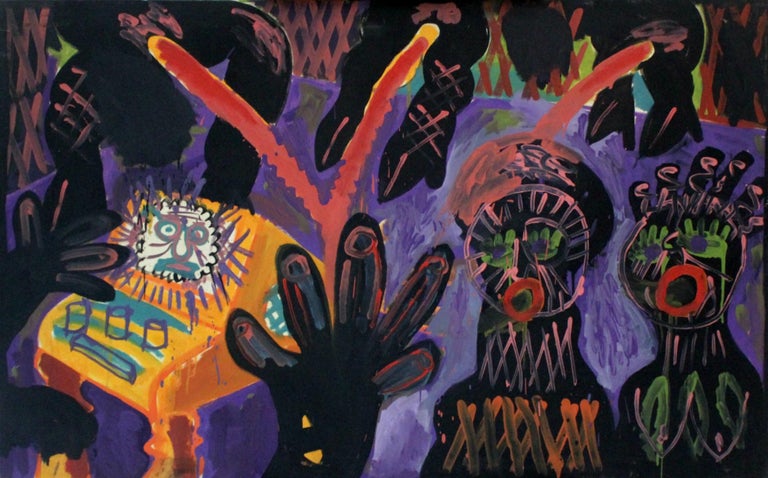 Electrotentacle II - XXI century, Figurative-abstract painting, Dark colours 1