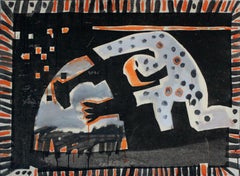 Hunting for Bula - XXI century, Figurative-abstract painting, Dark colours