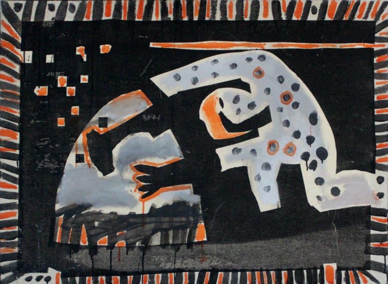 Hunting for Bula - XXI century, Figurative-abstract painting, Dark colours 1