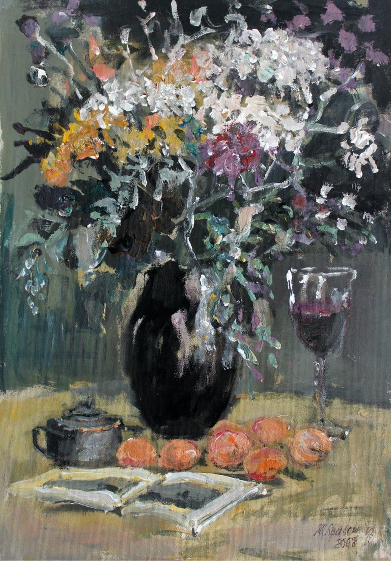 Still life - XXI century, Oil painting, Figurative, Grey tones 1