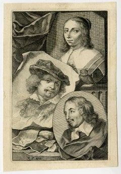 Rembrandt van Rijn and others by Jacob Houbraken - Engraving - 18th Century