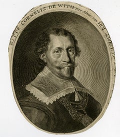 Portrait of admiral Witte de With by Theodor Matham - Engraving - 17th Century
