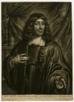 Portrait of Paul Dusoul, preacher by Bernard Vaillant - Mezzotint - 17th Century