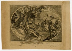 Arcas attempting to kill Callisto by Crispyn de Passe - Engraving - 17th Century