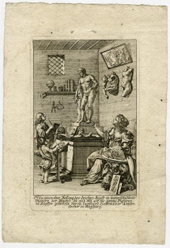 People drawing after statue by Leonhard Heckenauer - Etching - 17th Century