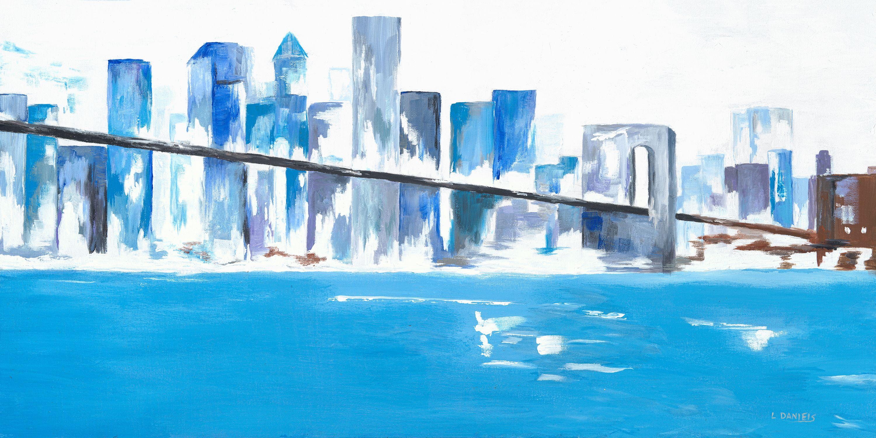 Lisa Daniels Abstract Painting - New York Blue, Painting, Acrylic on Canvas