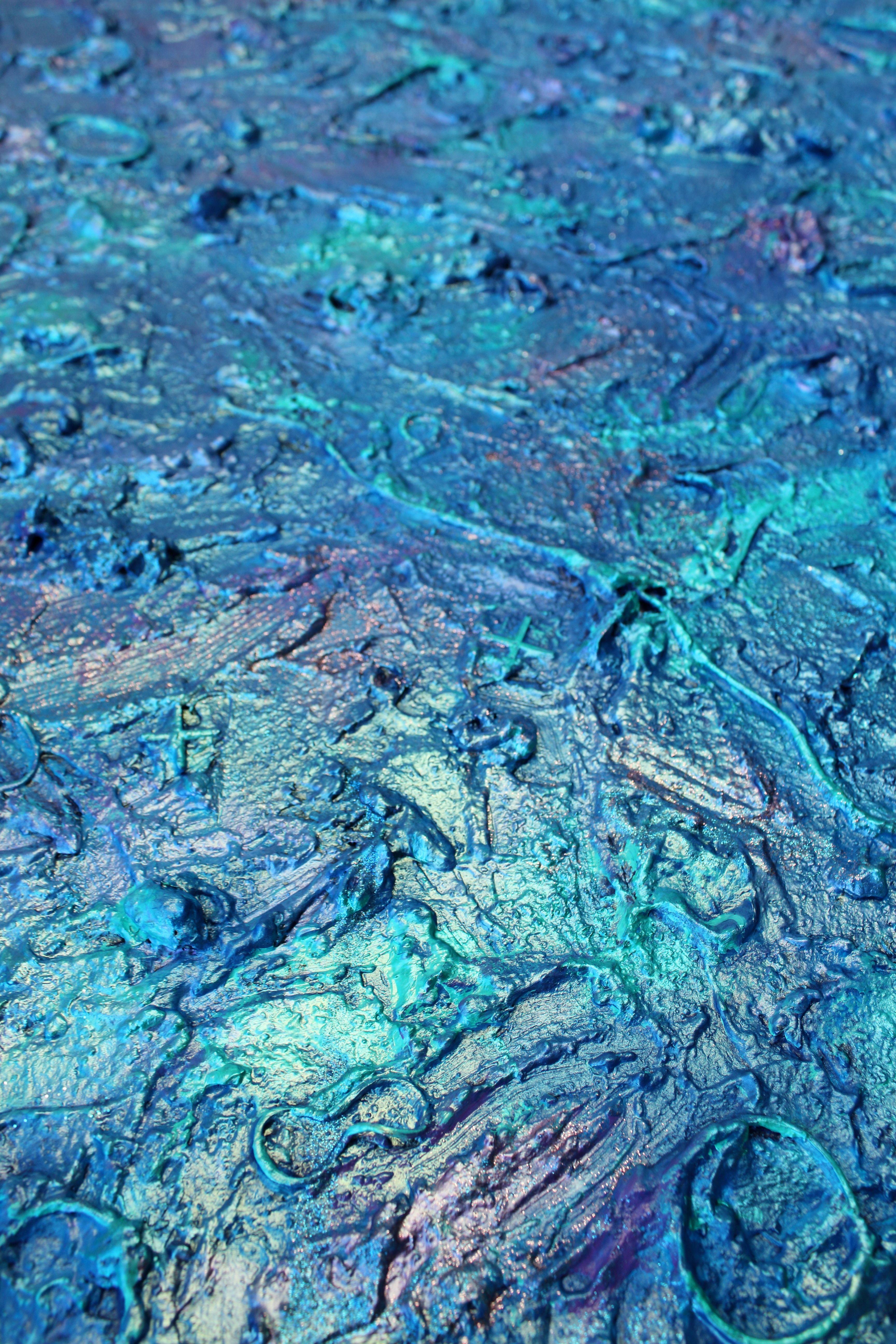 Pasiphae, Peinture, Acrylique sur Toile - Bleu Abstract Painting par Pamela Rys