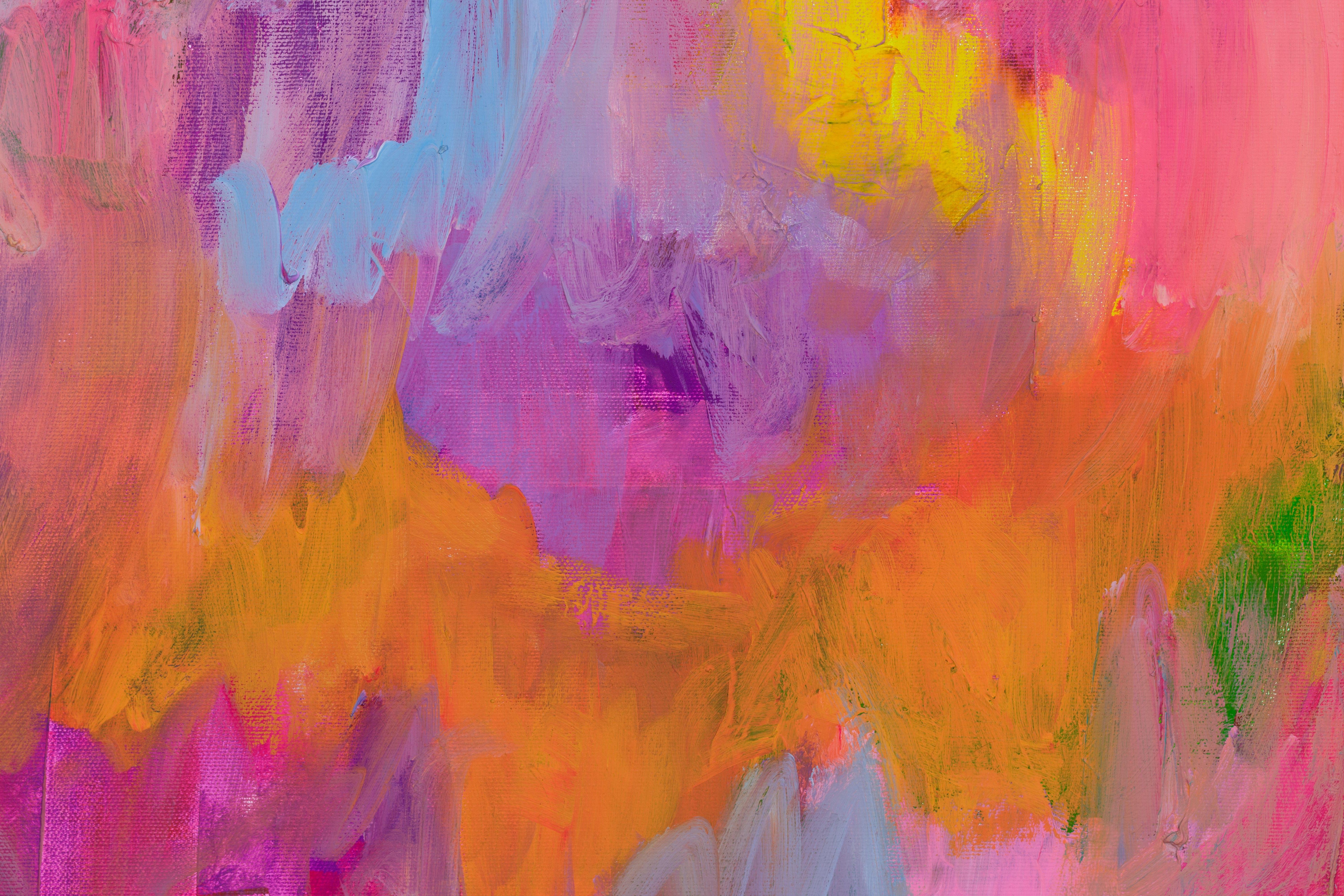 Liquid Dreams, Painting, Oil on Canvas - Pink Abstract Painting by Pamela Rys